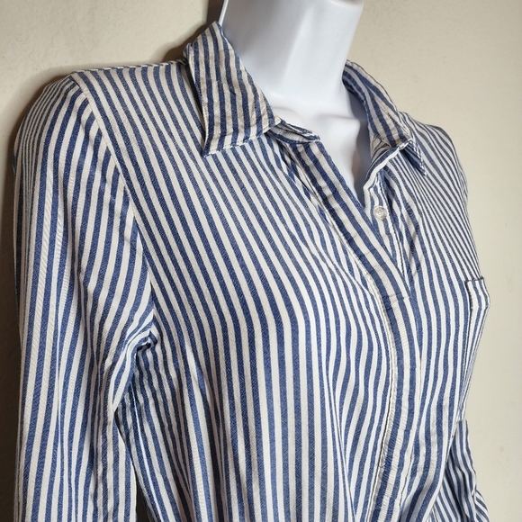 Lulus | Lifestyle Blue and White Striped Long Sleeve Shirt Dress - Picture 7 of 13